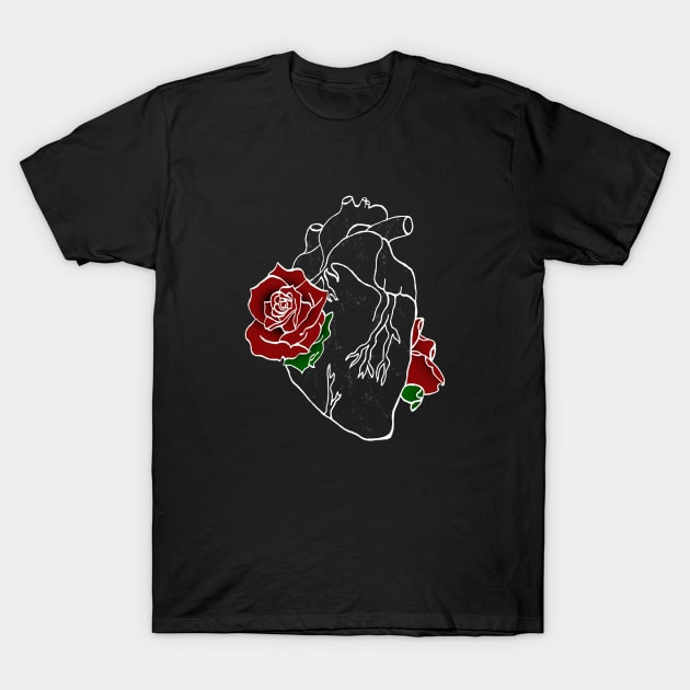 Heart and Rose T-Shirt by deadlydelicatedesigns